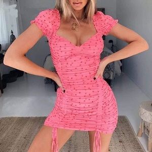 Pink Bodycon Ruched Sexy Valentine’s Dress